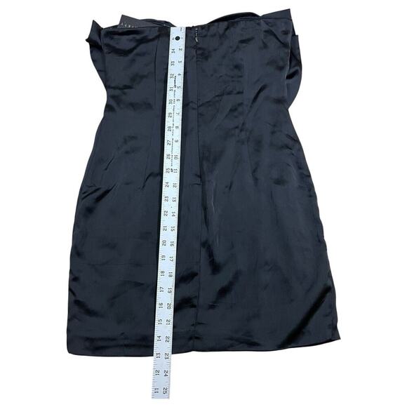 Thirty Thirty Mini Short Black Dress Satin Bow Front Party Semi Formal Strapless - Picture 5 of 7